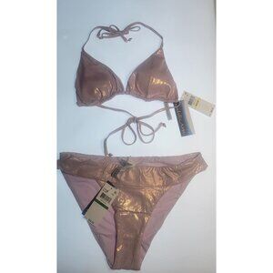 ISABELLA ROSE Swim Bikiny 2 Pc Women Rose Metallic BRA M BOTTOM LARGE